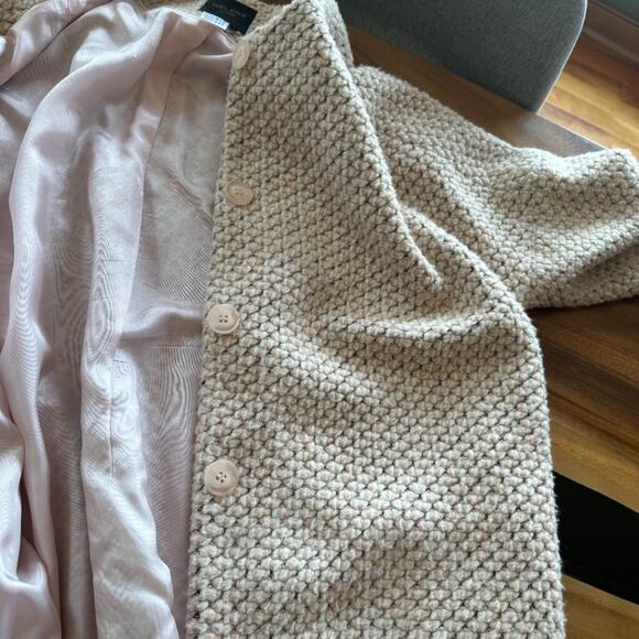 Helene Berman London Pink Black Tweed Coat Academia Classic Mad Men MCM Oversize - Picture 10 of 11